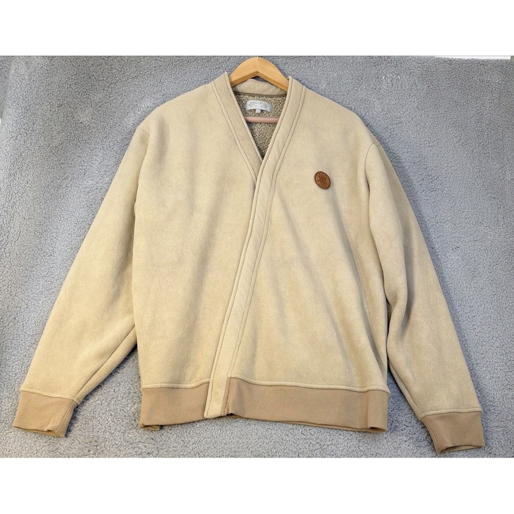 Kith Cardigan Mens Size Large Bonded Sherpa Cross Front Cardigan Tan Kith & Kin